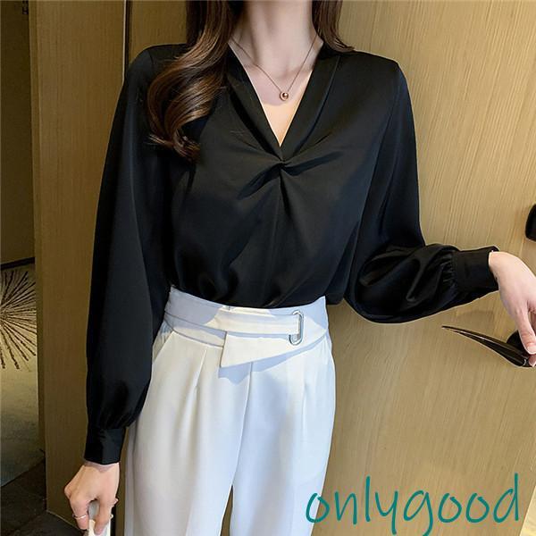 ブラウス レディース 長袖 シャツ トップス 無地 秋服 シンプル ママ