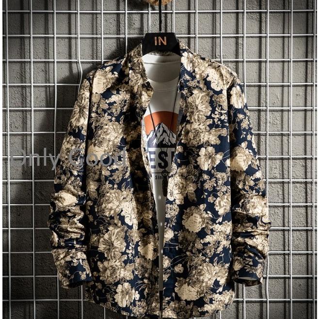 花柄シャツ メンズ シャツ 長袖 柄シャツ 春物 ボタンダウンシャツ