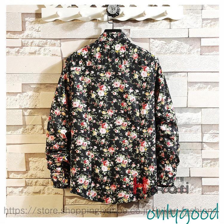 花柄シャツ アロハシャツ メンズ カジュアルシャツ 長袖シャツ