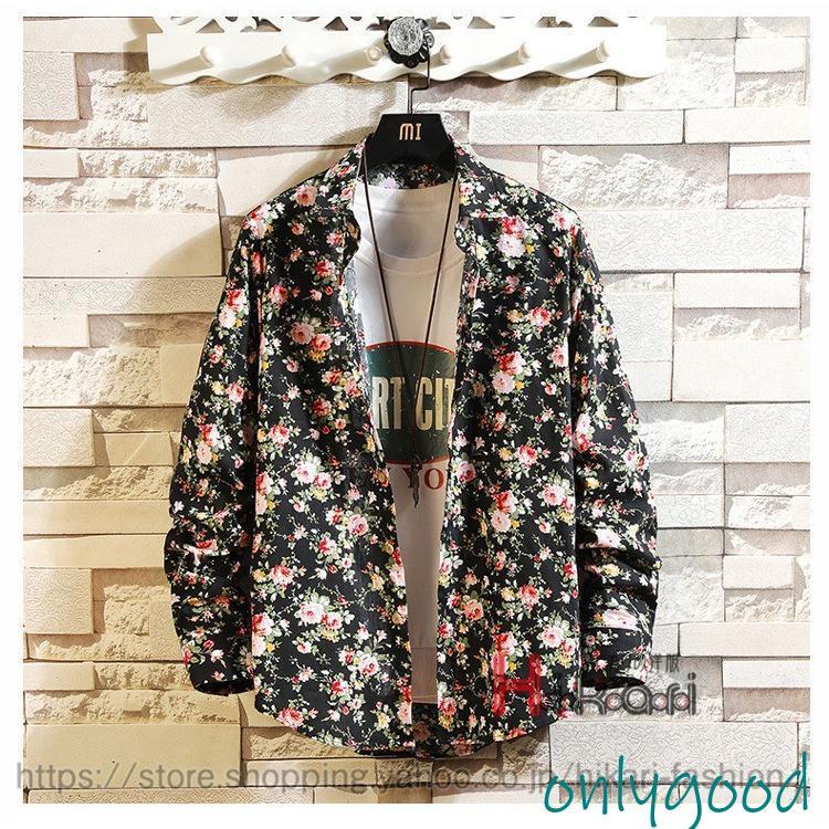 花柄シャツ アロハシャツ メンズ カジュアルシャツ 長袖シャツ