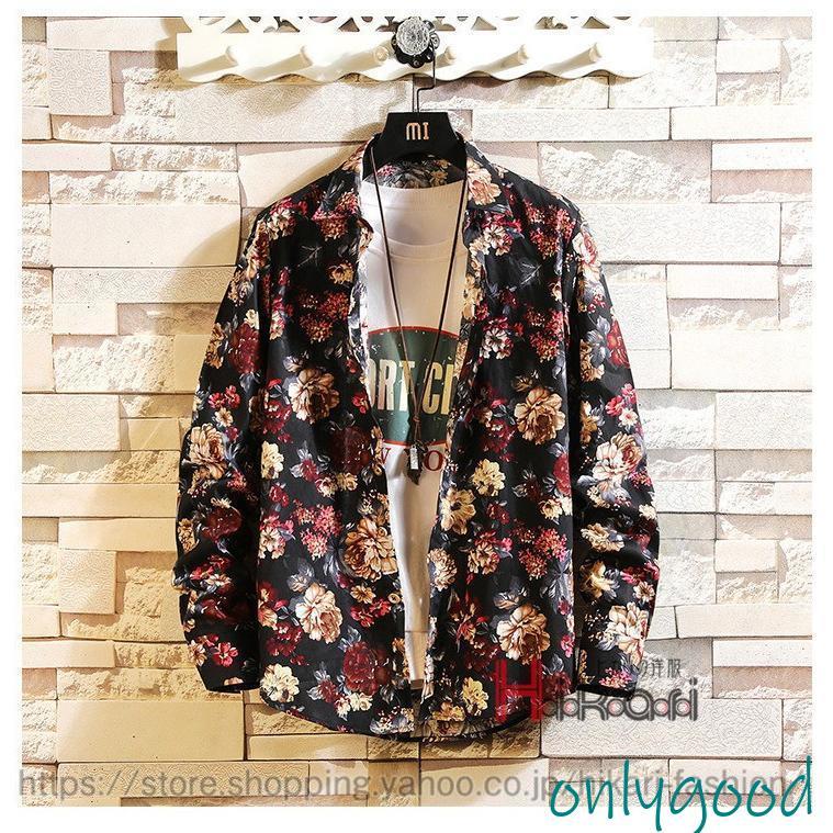 花柄シャツ アロハシャツ メンズ カジュアルシャツ 長袖シャツ