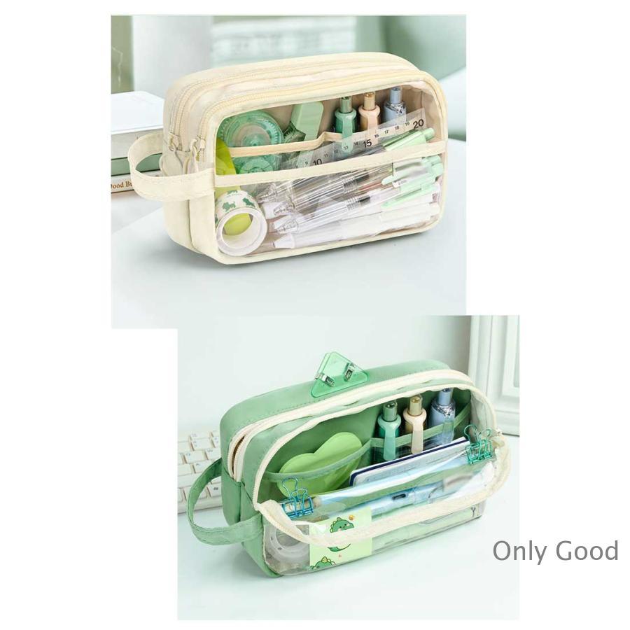 透明 ファスナー付き クリア 文房具入れ 筆箱 ペンケース 大容量 収納