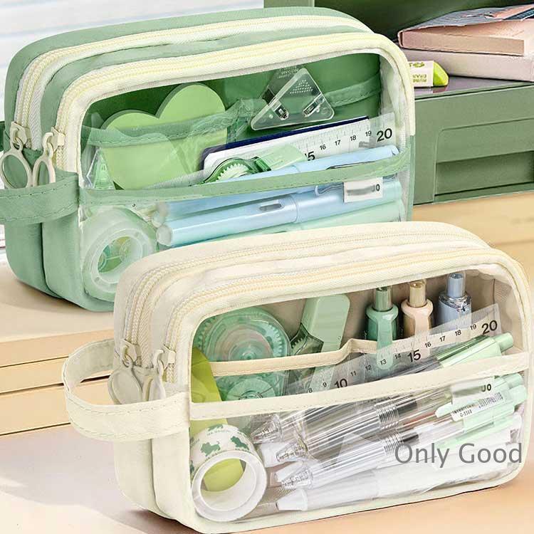 透明 ファスナー付き クリア 文房具入れ 筆箱 ペンケース 大容量 収納