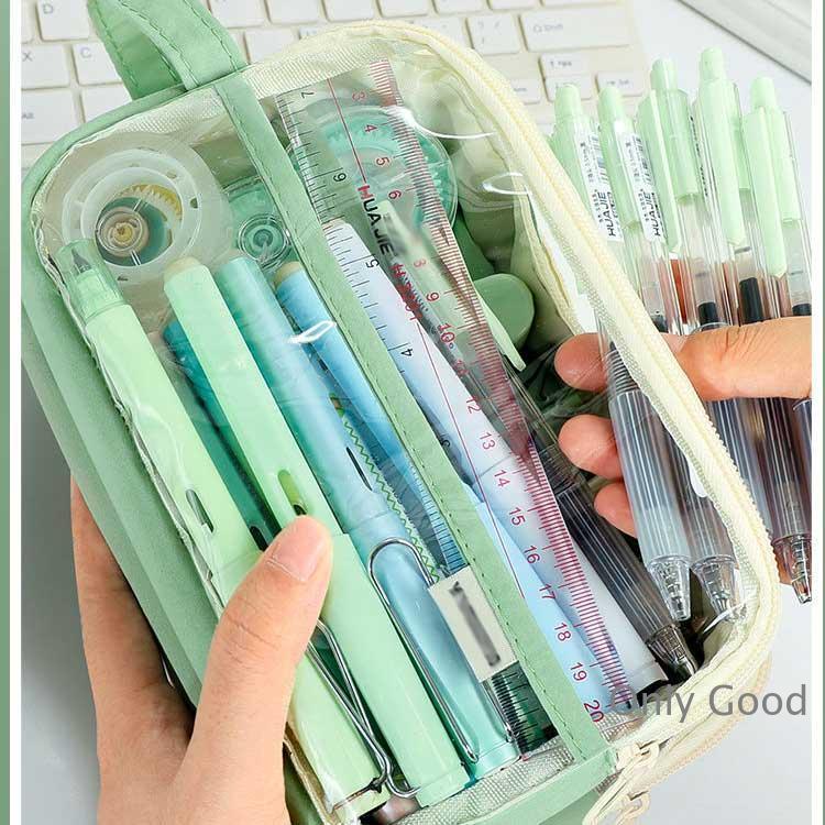 透明 ファスナー付き クリア 文房具入れ 筆箱 ペンケース 大容量 収納