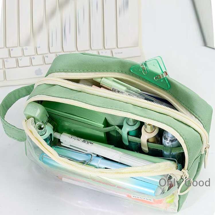 透明 ファスナー付き クリア 文房具入れ 筆箱 ペンケース 大容量 収納