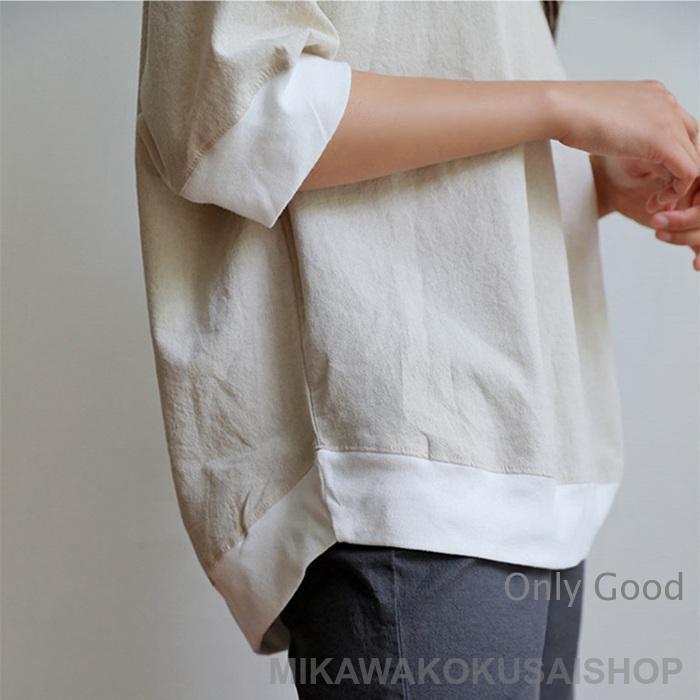 七分袖カットソー レディース 麻 ゆったり Tシャツ 7分袖 トップス