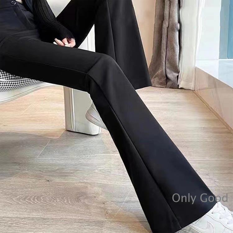 ストレッチ フレア パンツ 通勤 ベルボトム ストレッチバンツ 黒