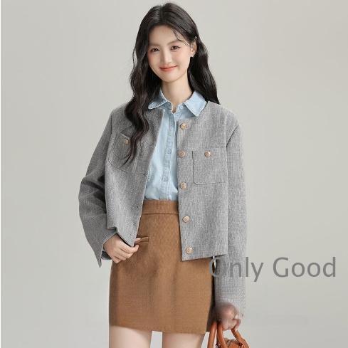 ツイードジャケット レディース ジャケット 秋 春 ノーカラー
