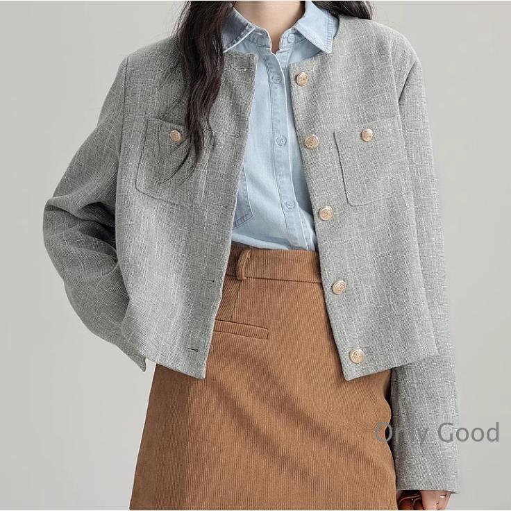 ツイードジャケット レディース ジャケット 秋 春 ノーカラー