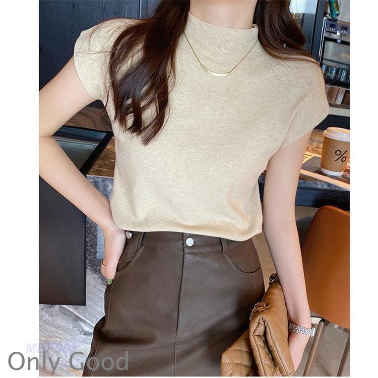 サマーニット レディース 半袖 春 夏 接触冷感 トップス セーター ハイネック 涼しい 冷房対策 オフィス 薄手 プルオーバー 伸縮性 体型カバー | ブランド登録なし | 10