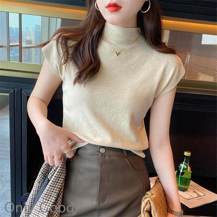 サマーニット レディース 半袖 春 夏 接触冷感 トップス セーター ハイネック 涼しい 冷房対策 オフィス 薄手 プルオーバー 伸縮性 体型カバー | ブランド登録なし | 11