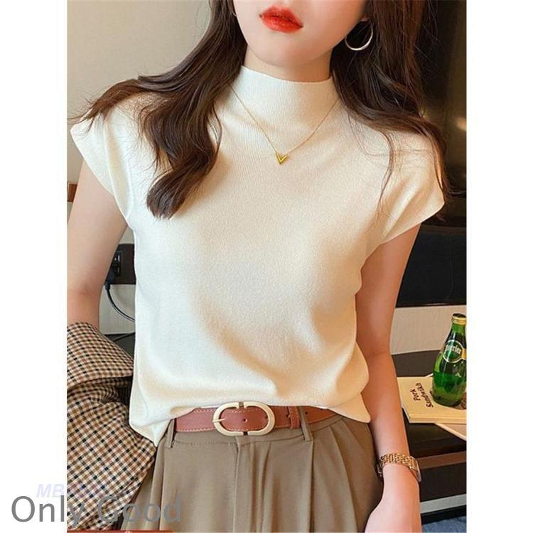 サマーニット レディース 半袖 春 夏 接触冷感 トップス セーター ハイネック 涼しい 冷房対策 オフィス 薄手 プルオーバー 伸縮性 体型カバー | ブランド登録なし | 13