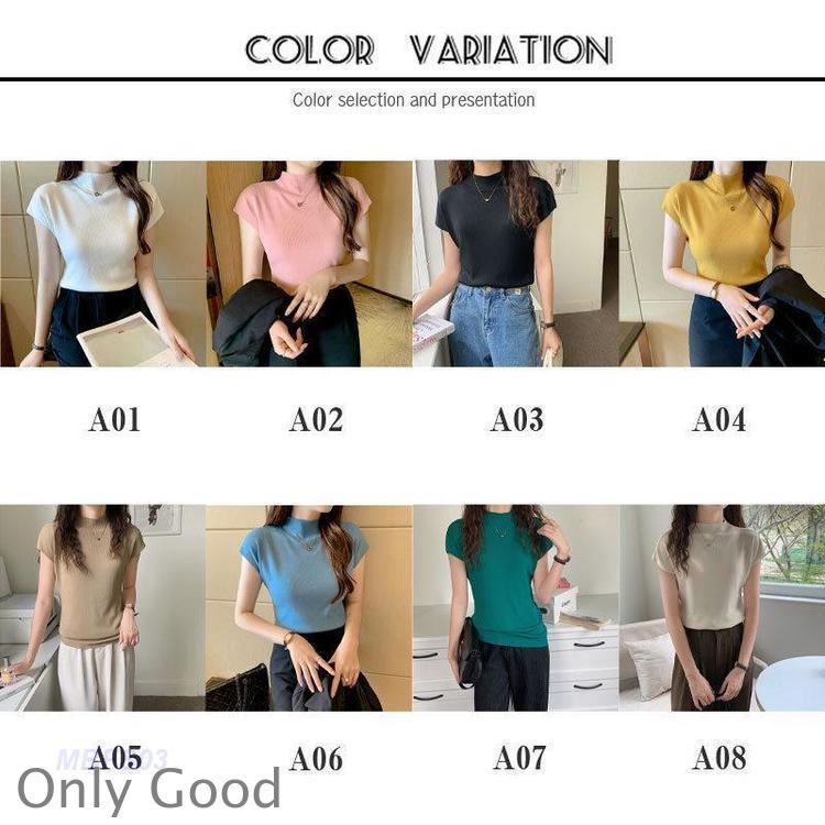 サマーニット レディース 半袖 春 夏 接触冷感 トップス セーター ハイネック 涼しい 冷房対策 オフィス 薄手 プルオーバー 伸縮性 体型カバー | ブランド登録なし | 09