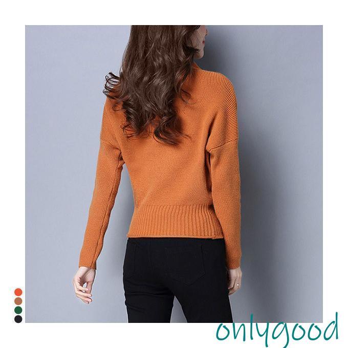 スカラップネック ニット レディース オレンジ 秋冬 セーター きれいめ
