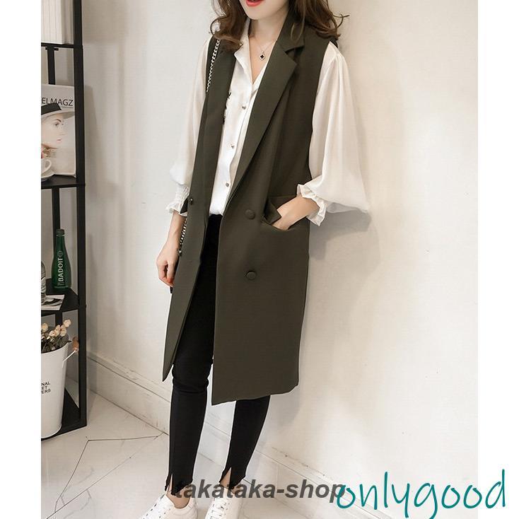 ロングジレ ジレベスト ベスト ジレ レディース トップス 秋冬 ロング