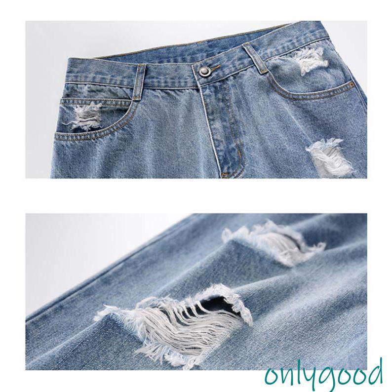 ワイドデニム メンズ リペア加工 ダメージ クラッシュ デニムパンツ