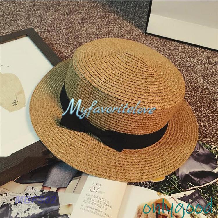 麦わら帽子 カンカン帽 ストローハット リボン付 キッズハット メンズ