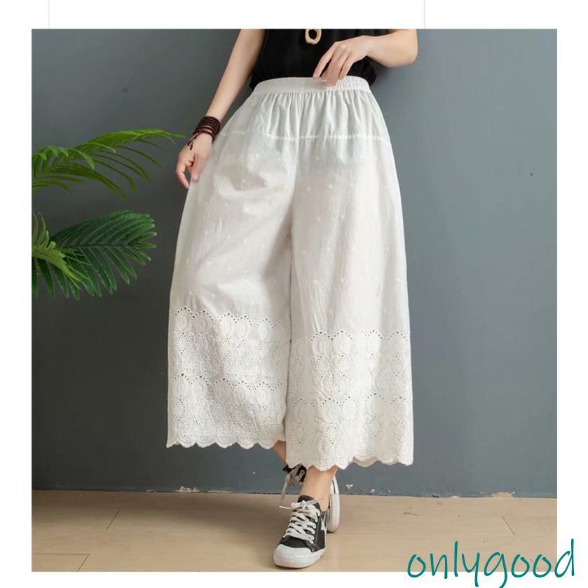 パンツ ワイドパンツ レース 重ね着 ガウチョパンツ レイヤード ロング