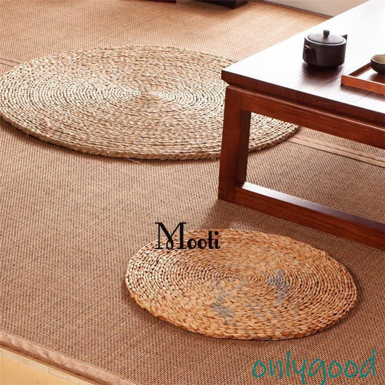 厚さ1.5cm充填なし 座禅を組む 藤編 草編フロアクッション 座布団