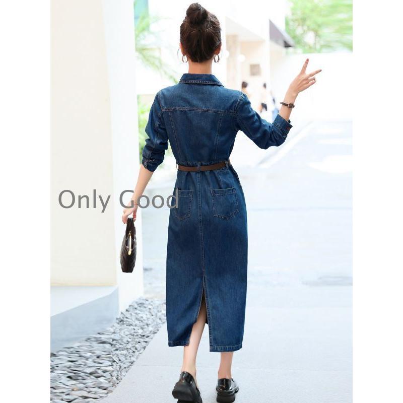 45rpm Vネック デニム ロングワンピース 3 ブルー デニム ワンピース Vネック タイト マキシ丈 ロング 大きいサイズ 3l
