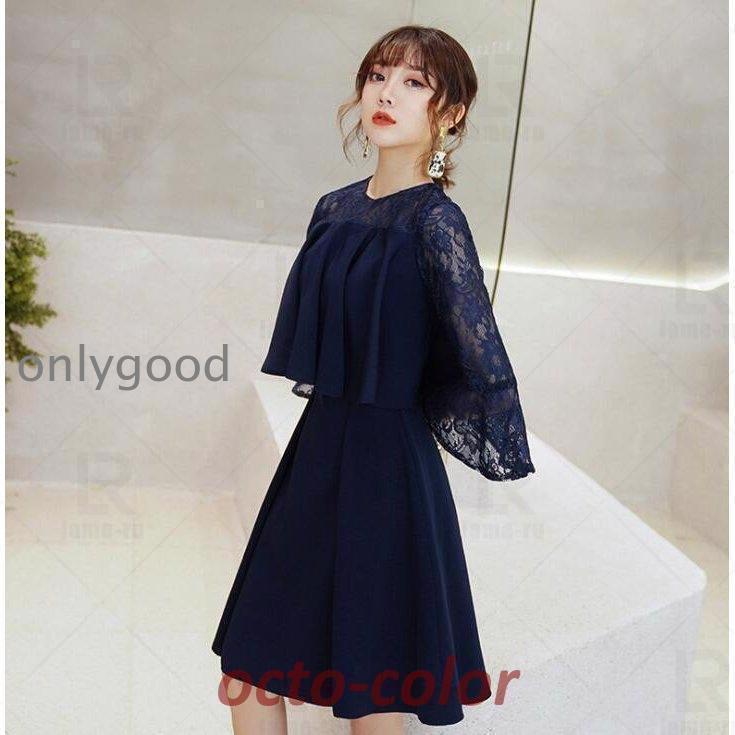 パーティードレス Party dress ミモレ丈 結婚式ドレス お呼ばれドレス ワンピース 二次会 ゲストドレス 袖あり 発表会 ウェディングドレス 大きいサイズも対応_2