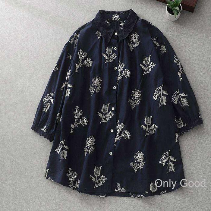 刺繍ブラウス レディース 花柄 夏 シャツ レース シャツブラウス 五分