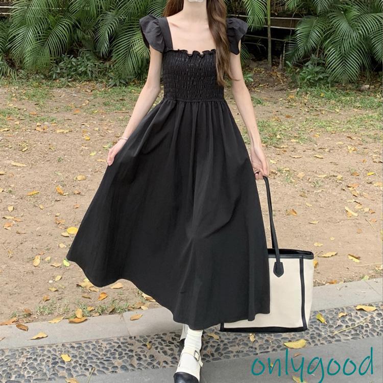 コムデギャルソン 【美品】ノースリーブ シャーリング ロングワンピース Ｍ 胸元 シャーリング ワンピース 白 黒 全2色 肩フリル ノースリーブ