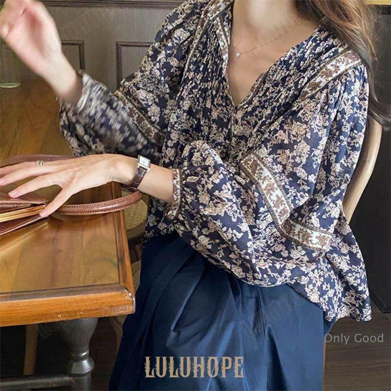 花柄 シャツ ブラウス レディース トップス 長袖 柄シャツ ぽわん袖 総