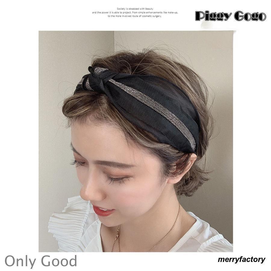 カチューシャ 幅広 ワイド オーガンジー ヘアバンド クロス バンダナ ターバン ねじり 髪留め ヘアアクセサリー レディース | ブランド登録なし | 02