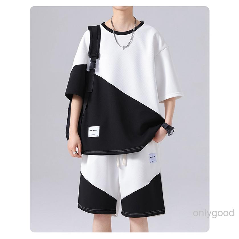 セットアップ メンズ 半袖 ジャージ 上下セット 配色 切り替え tシャツ