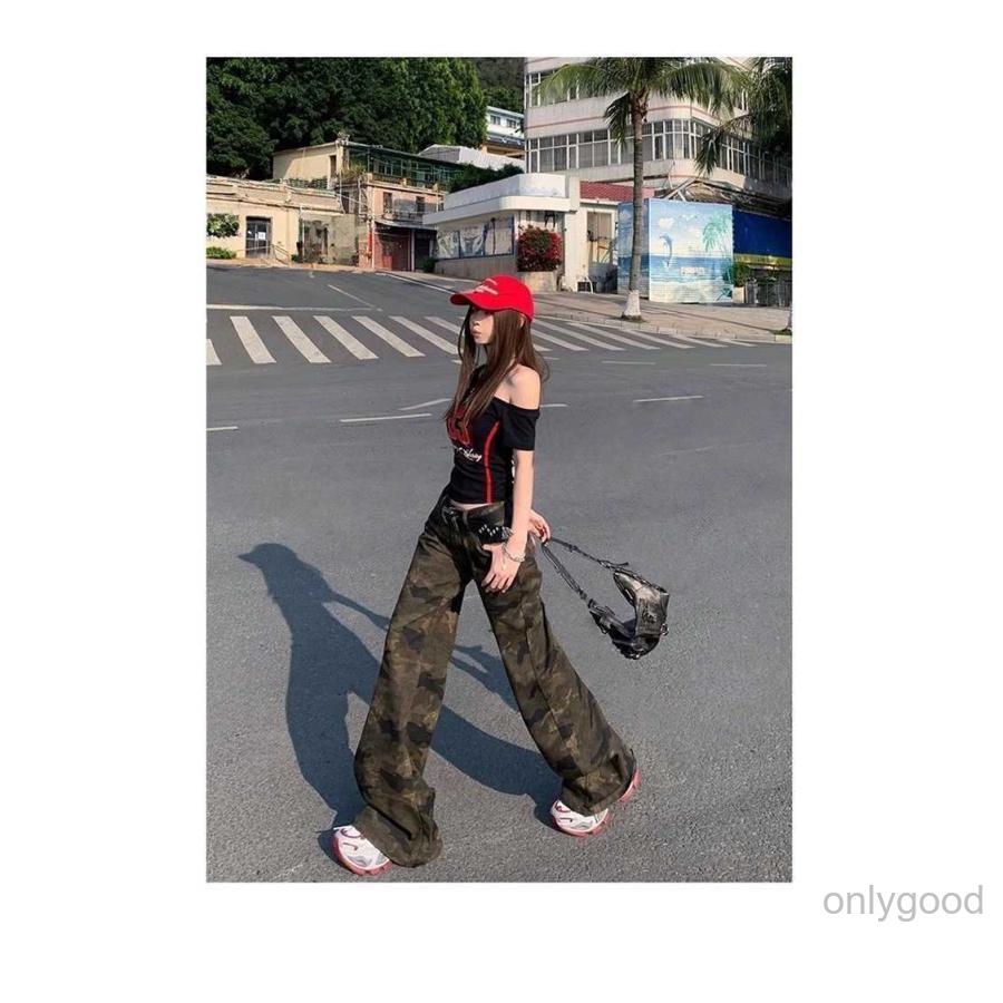 迷彩パンツ レディース フレアデニム ブーツカット ベルボトム