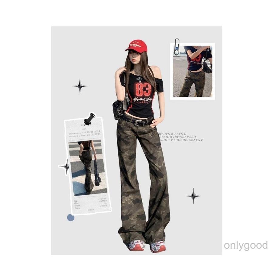迷彩パンツ レディース フレアデニム ブーツカット ベルボトム