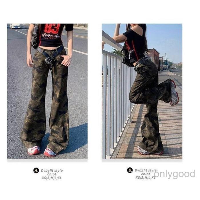 迷彩パンツ レディース フレアデニム ブーツカット ベルボトム