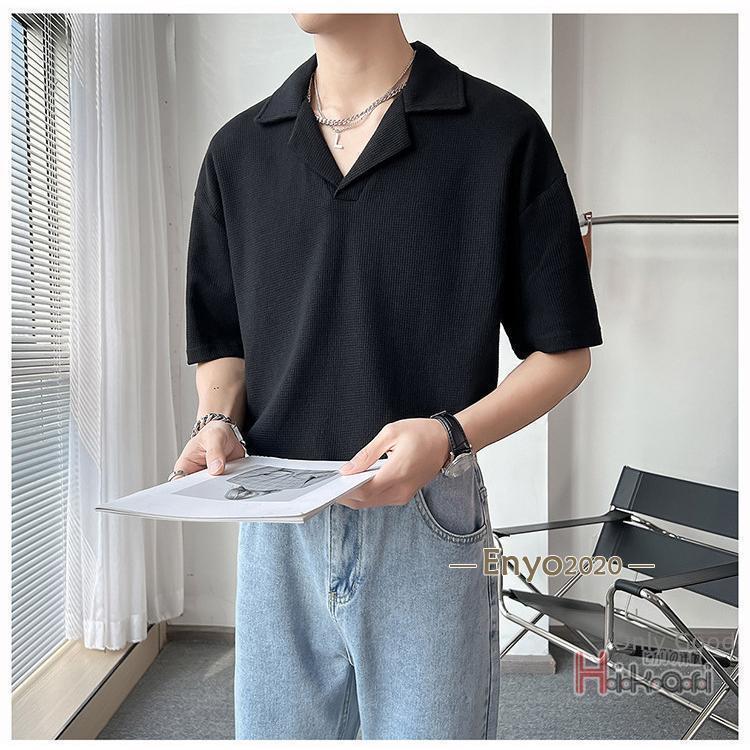 ゴルフ tシャツ メンズ 開襟シャツ オープンカラー シャツ 襟付きT