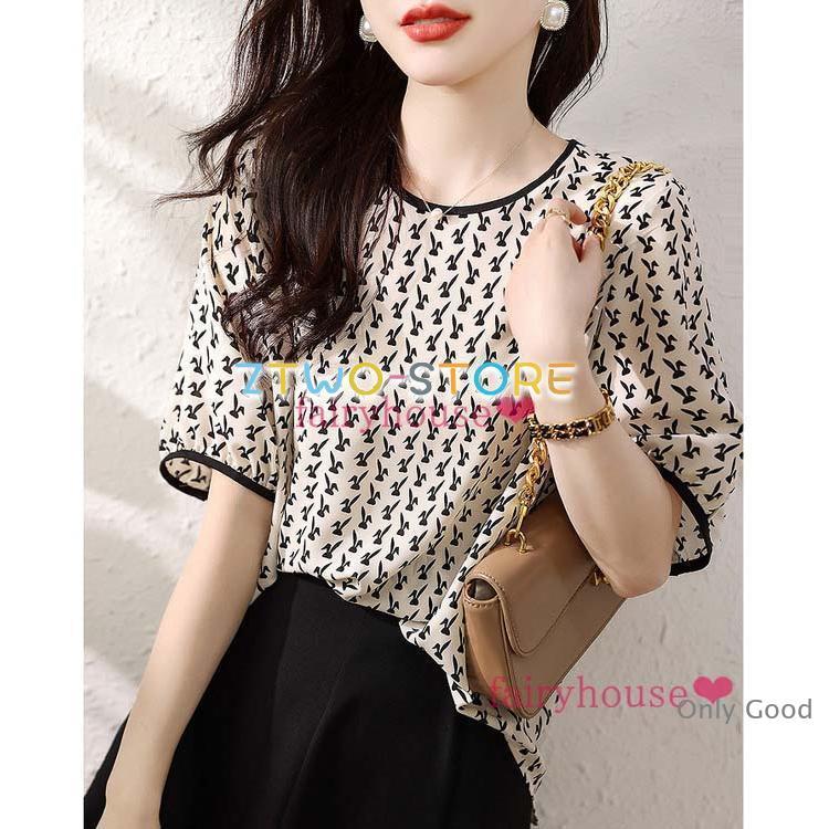 ブラウス レディース 40代 春夏新作 五分袖ブラウス オシャレブラウス