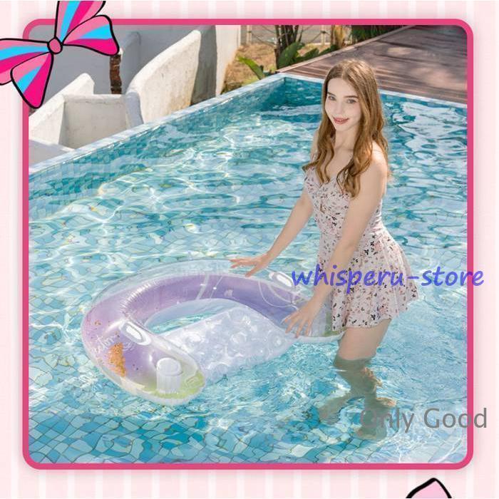 浮き輪 大人用 フロート 水上ハンモック 水上ソファー 大人 浮き輪ベッド ビーチボード 強い浮力 クリア フロートベッド キラキラ 水遊び 取っ手付き 背もたれ付 | ブランド登録なし | 10