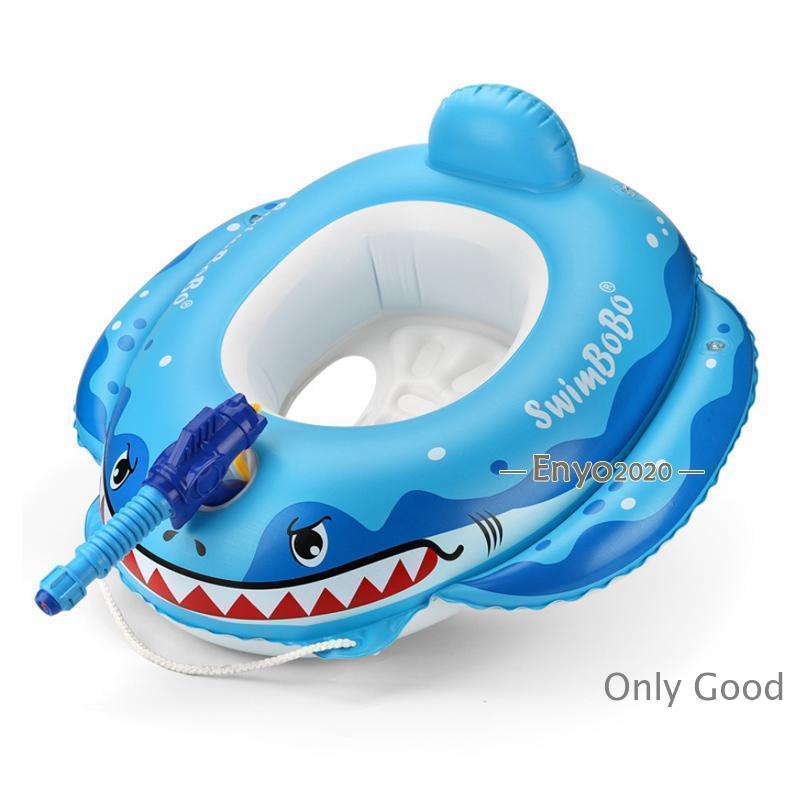 浮き輪 子ども浮き輪 うきわ 浮輪 足入れタイプ サメ 車の形 水泳リング 水鉄砲付き 噴水おもちゃ フットポンプ付属 ブルー色 夏の日 水遊び 水泳 海 プール | ブランド登録なし | 10