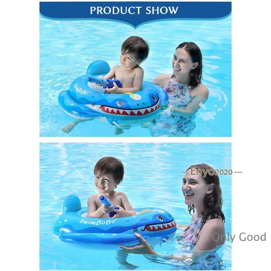 浮き輪 子ども浮き輪 うきわ 浮輪 足入れタイプ サメ 車の形 水泳リング 水鉄砲付き 噴水おもちゃ フットポンプ付属 ブルー色 夏の日 水遊び 水泳 海 プール | ブランド登録なし | 07