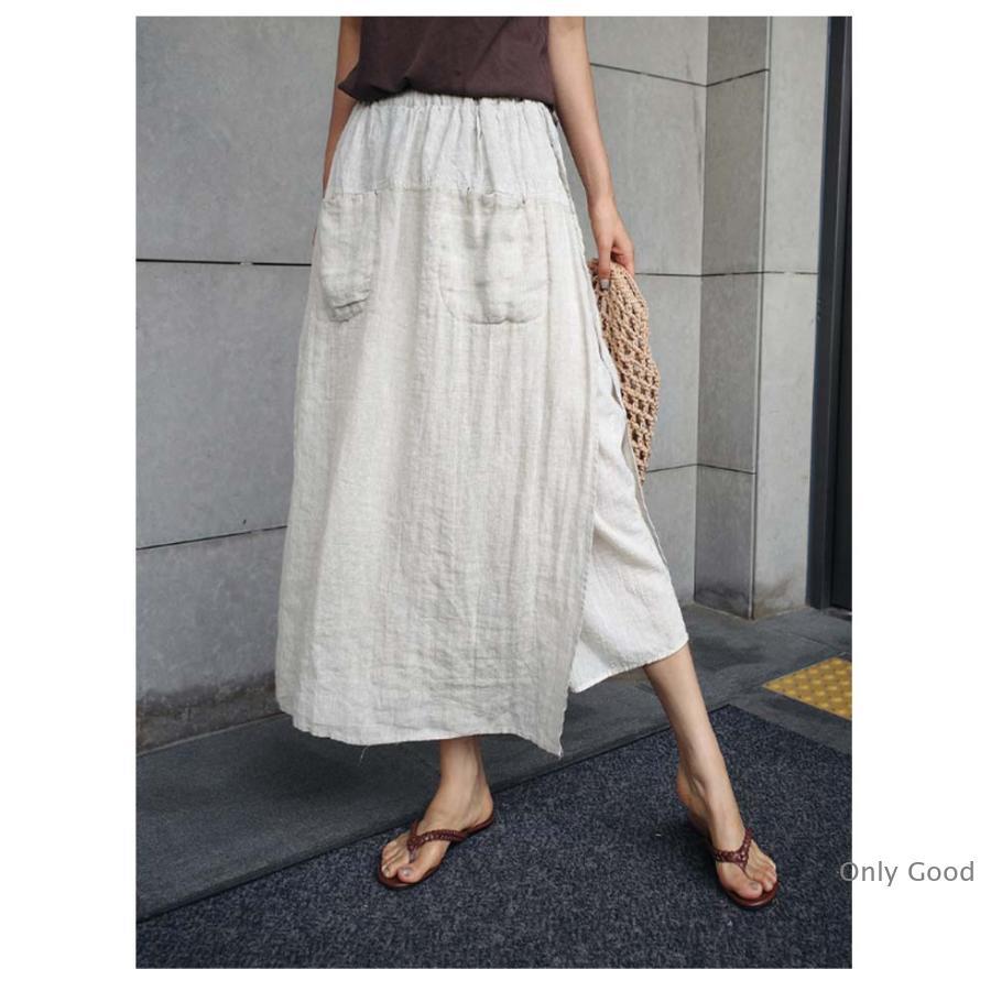 綿 麻 キュロットスカート パンツ スカート レディース スカーチョ