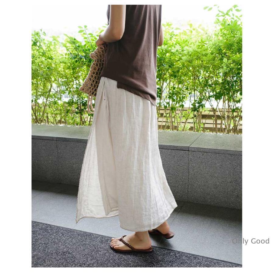 綿 麻 キュロットスカート パンツ スカート レディース スカーチョ