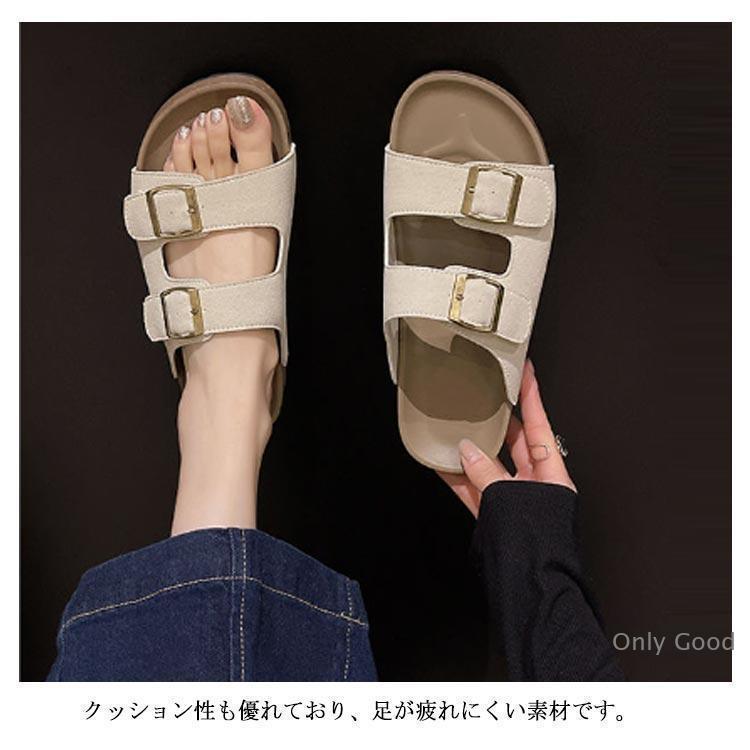 コンフォートサンダル サンダル ぺたんこ ダブルベルトサンダル 幅広