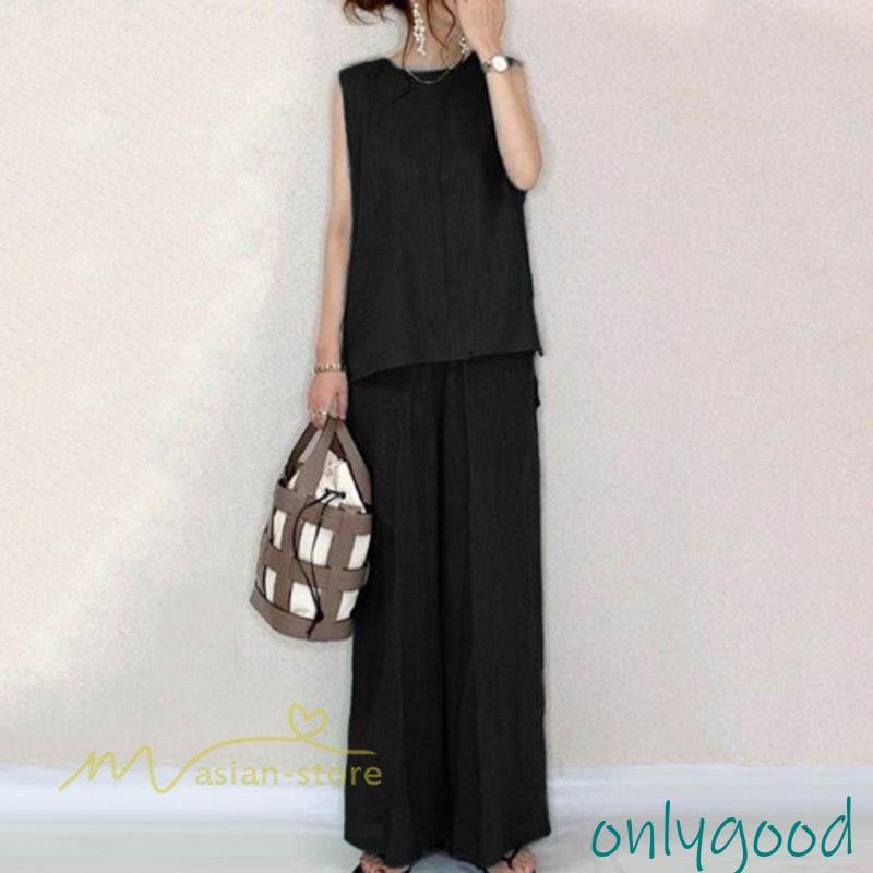 セットアップ レディース 夏新作 無地 薄手 ワイドパンツ キャミソール