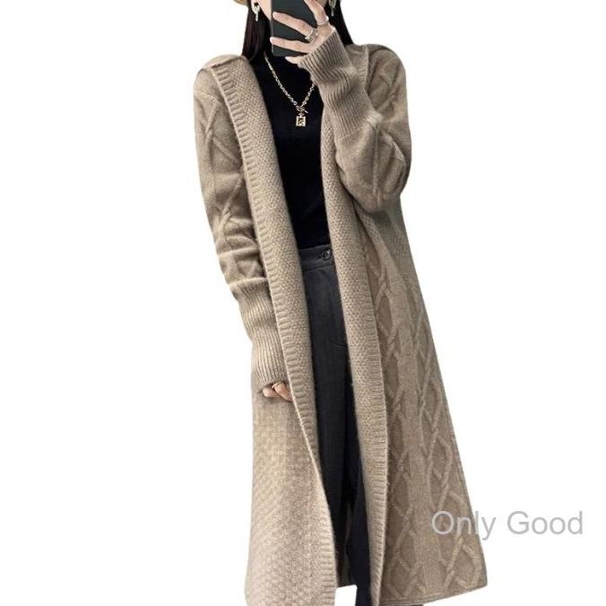 ロング カーディガン レディース フード付き ニットカーディガン 厚手