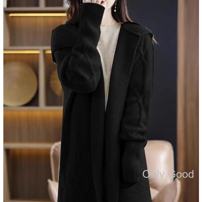 ロング カーディガン レディース フード付き ニットカーディガン 厚手