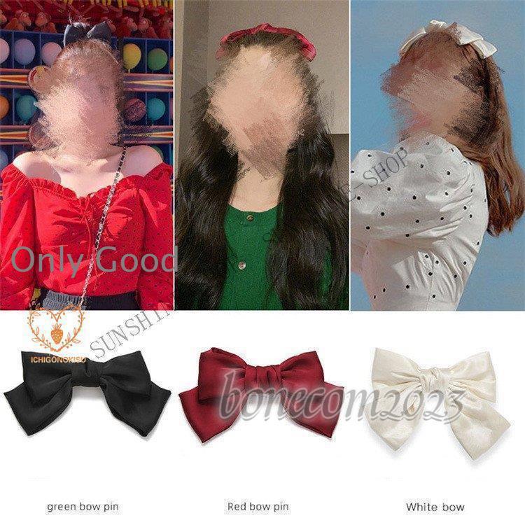 バレッタ クリスマス ヘアクリップ 蝶結び 赤 ヘアピン レディース