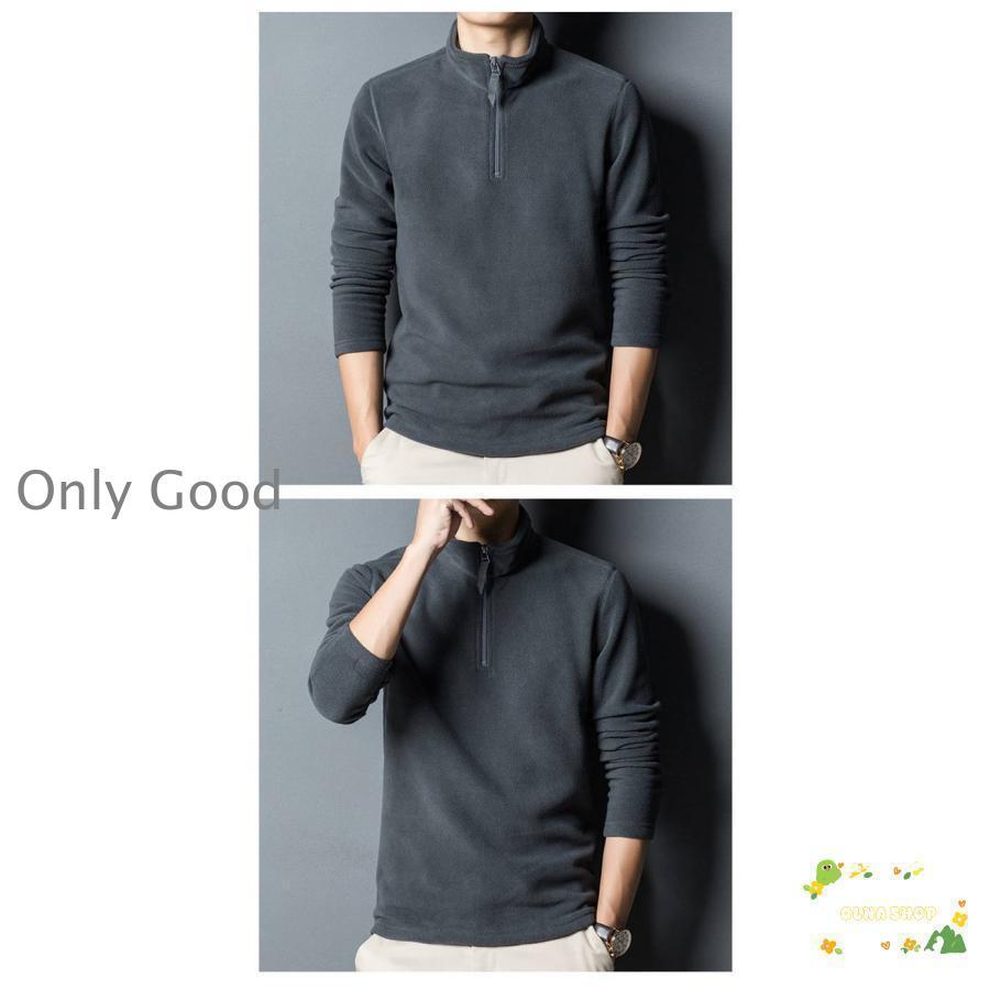 フリース Tシャツ メンズ ハイネック ハーフジップ 長袖Tシャツ