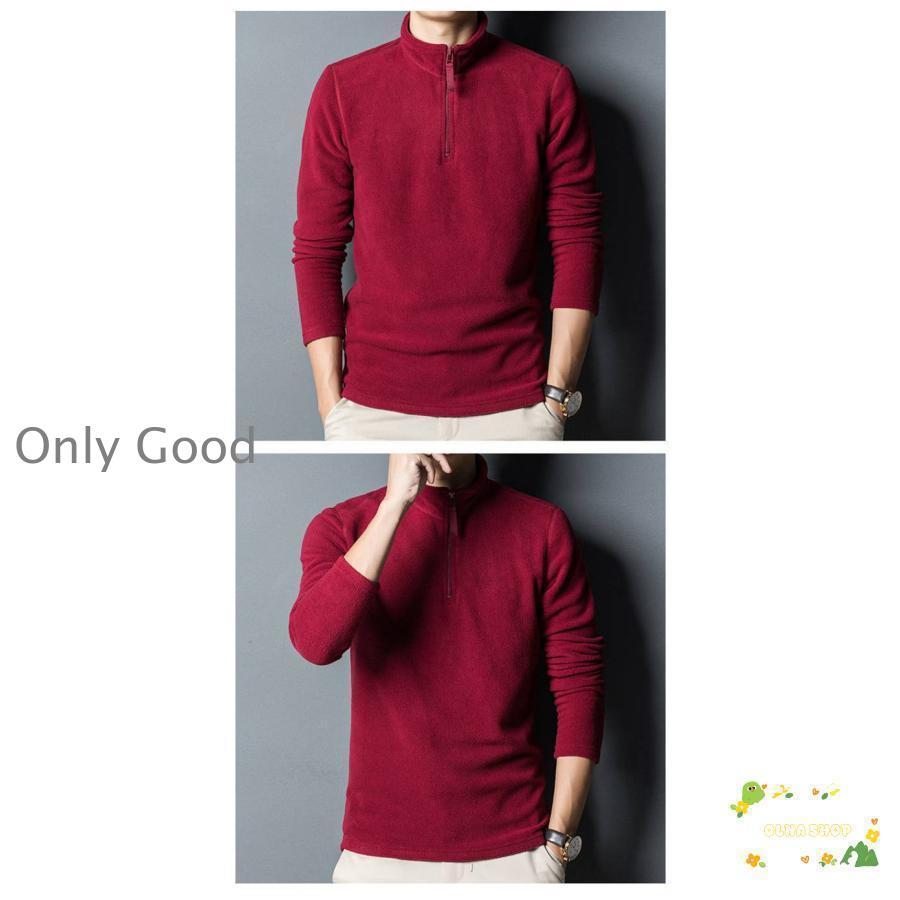 フリース Tシャツ メンズ ハイネック ハーフジップ 長袖Tシャツ
