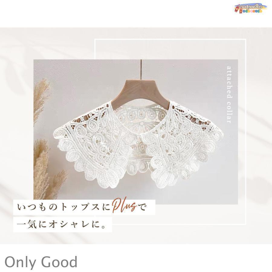 付け襟 レディース レース ビッグカラー 秋 冬 春 夏 刺繍 クロシェ