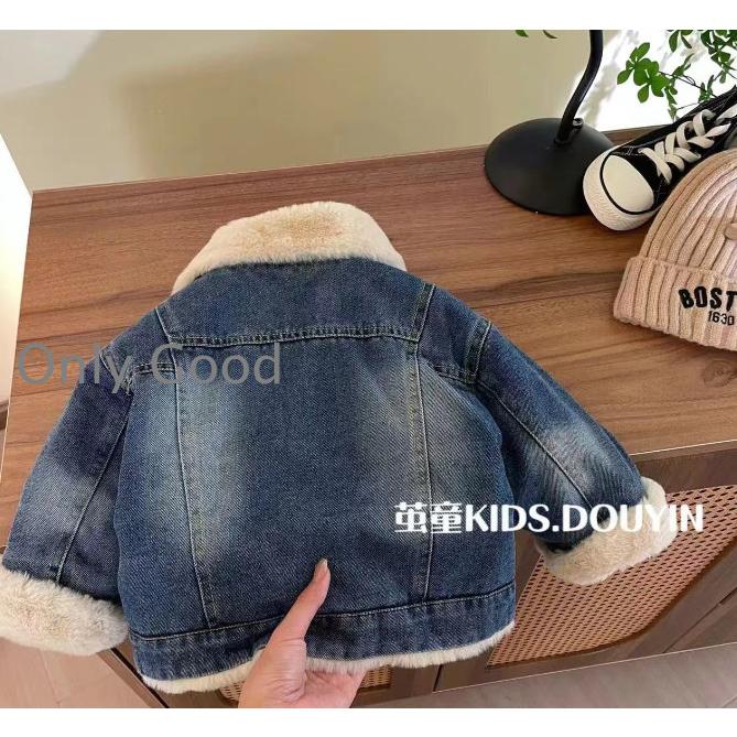 ボアデニムジャケット キッズ ジージャン Gジャン ガールズ 子供 裏ボア デニム ジャケット 折り襟 アウター ブルゾン 女の子 通学 通園 韓国子供服