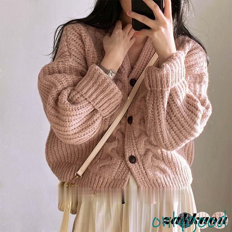 カーディガン レディース ケーブルニット ケーブル編み ニット 厚手  